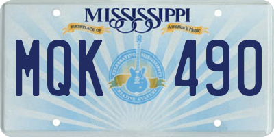 MS license plate MQK490
