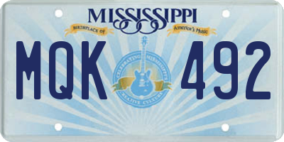 MS license plate MQK492
