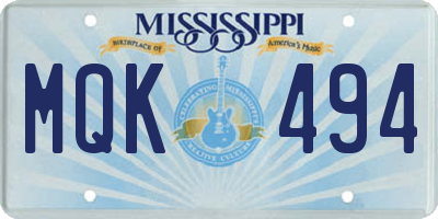 MS license plate MQK494
