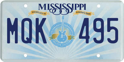 MS license plate MQK495