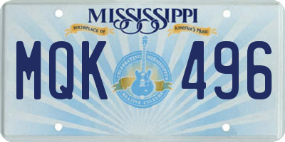 MS license plate MQK496