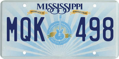 MS license plate MQK498