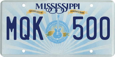 MS license plate MQK500