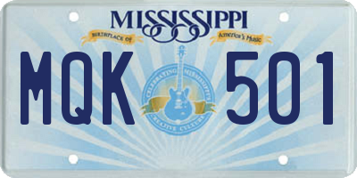 MS license plate MQK501