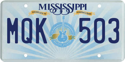 MS license plate MQK503
