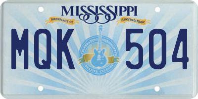 MS license plate MQK504