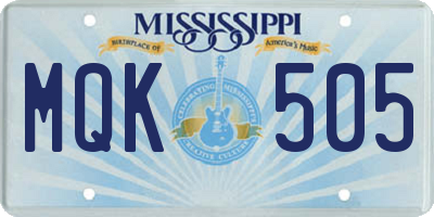 MS license plate MQK505