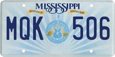 MS license plate MQK506
