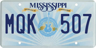 MS license plate MQK507