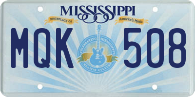 MS license plate MQK508