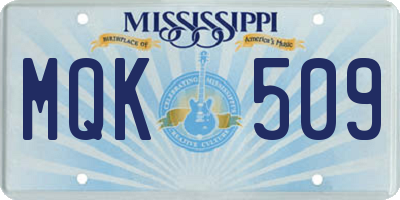 MS license plate MQK509