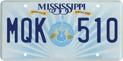 MS license plate MQK510