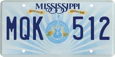 MS license plate MQK512