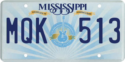 MS license plate MQK513