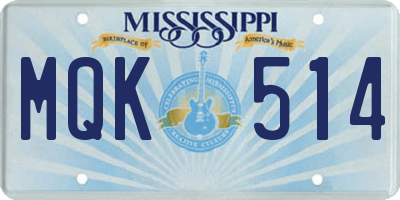 MS license plate MQK514