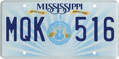 MS license plate MQK516