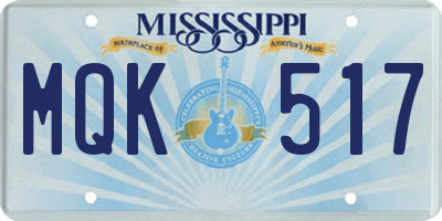 MS license plate MQK517