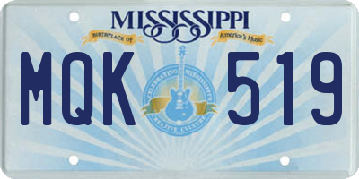 MS license plate MQK519