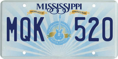 MS license plate MQK520