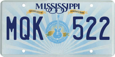 MS license plate MQK522