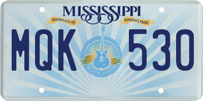 MS license plate MQK530