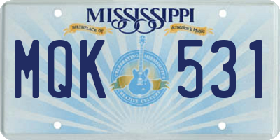 MS license plate MQK531