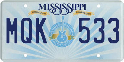 MS license plate MQK533