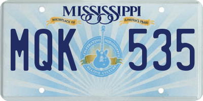 MS license plate MQK535