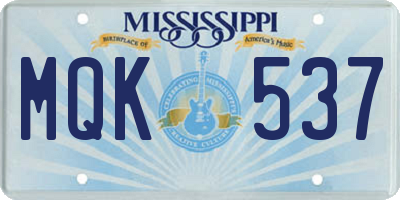 MS license plate MQK537