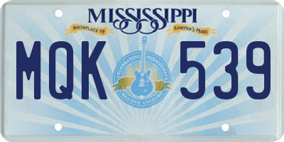 MS license plate MQK539