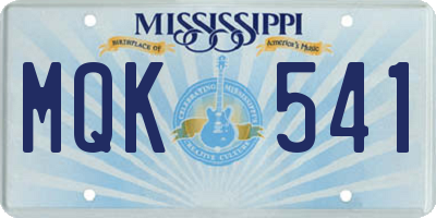 MS license plate MQK541