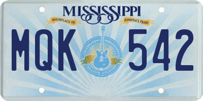 MS license plate MQK542