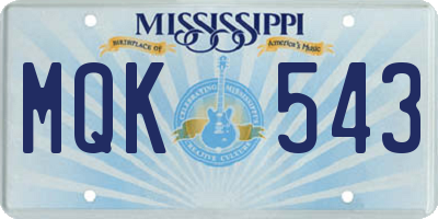 MS license plate MQK543