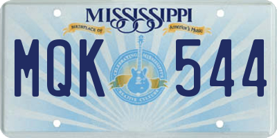 MS license plate MQK544