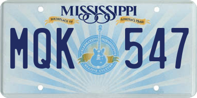 MS license plate MQK547
