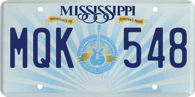 MS license plate MQK548