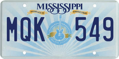 MS license plate MQK549