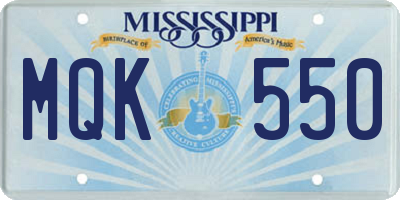 MS license plate MQK550