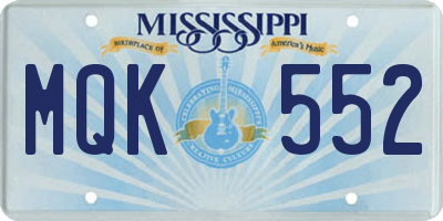 MS license plate MQK552