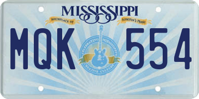 MS license plate MQK554