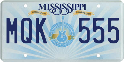 MS license plate MQK555