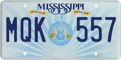 MS license plate MQK557