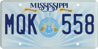 MS license plate MQK558