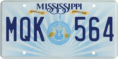 MS license plate MQK564