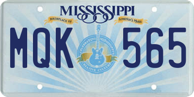 MS license plate MQK565