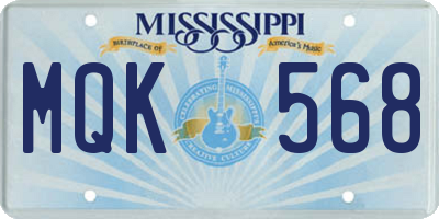 MS license plate MQK568