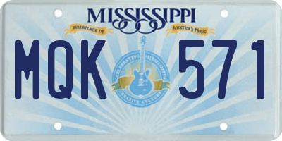 MS license plate MQK571