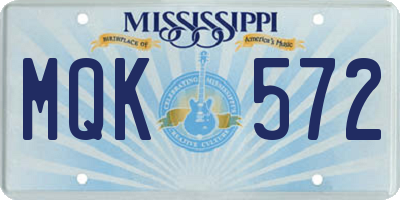 MS license plate MQK572