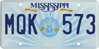 MS license plate MQK573