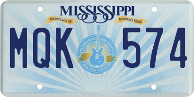 MS license plate MQK574